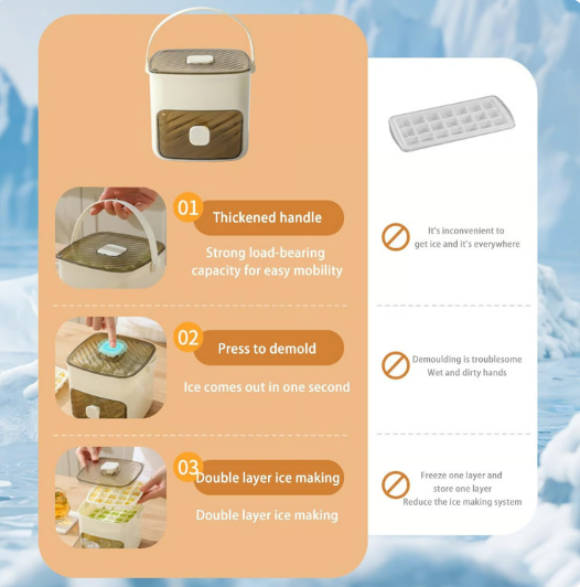 Ice cube Tray with Lid and Bin - Make Ice-Making Simple