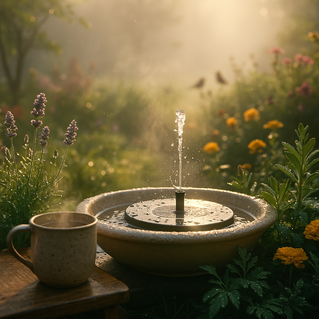AhiSpring™ | Solar Garden Fountain