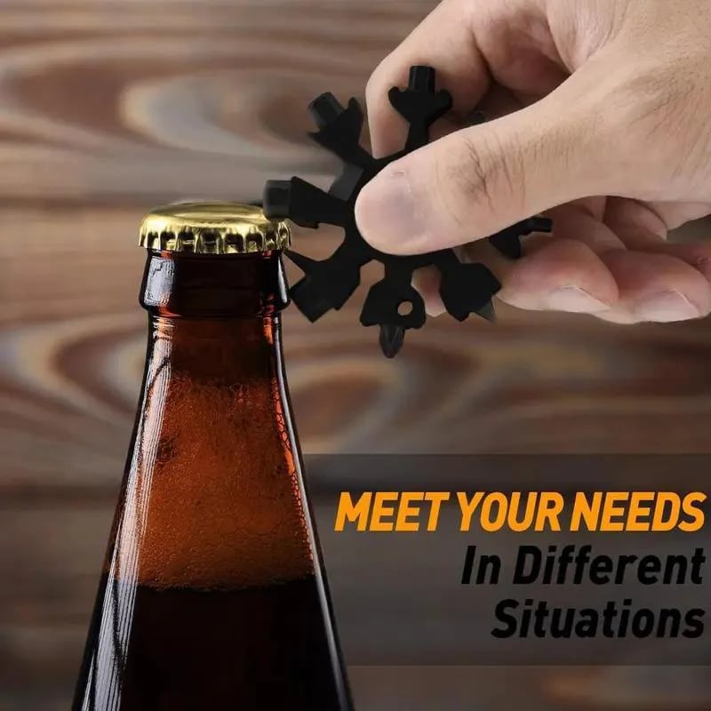 💥🔥Viral 18-in-1 Snowflake Multi-tool  Stainless Steel Portable Wrench | All-in-One Screwdriver & Bottle Opener | Must-Have Survival Gadget