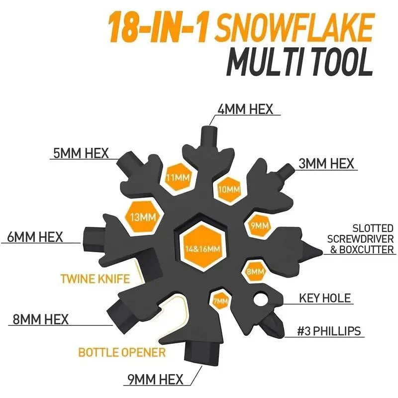💥🔥Viral 18-in-1 Snowflake Multi-tool  Stainless Steel Portable Wrench | All-in-One Screwdriver & Bottle Opener | Must-Have Survival Gadget