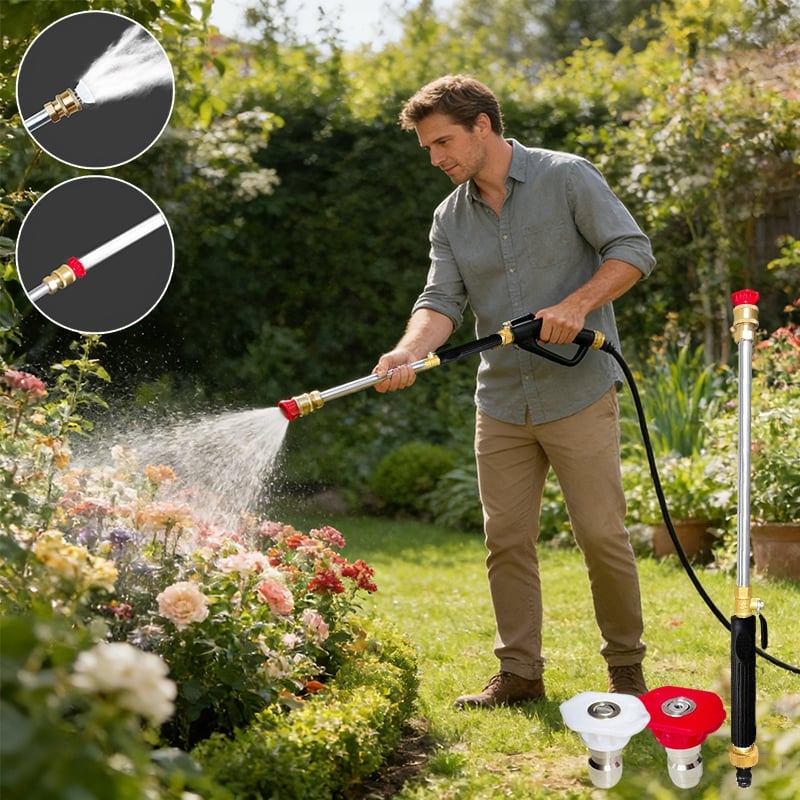 High-Pressure Water Gun -3 Nozzles,Rustproof Aluminium Alloy,Effortless Deep Cleaning