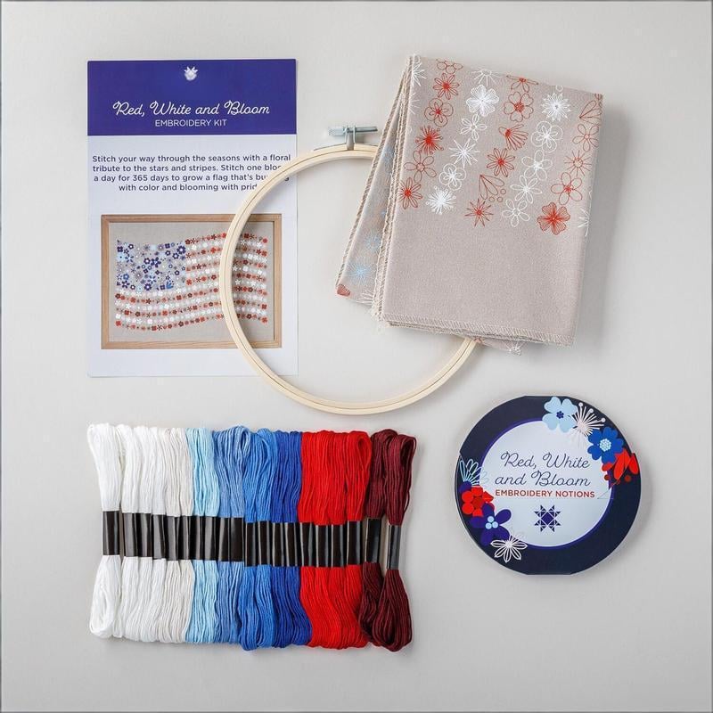 🔥LAST DAY 50% OFF - 🌸Red, White & Bloom Embroidery Kit