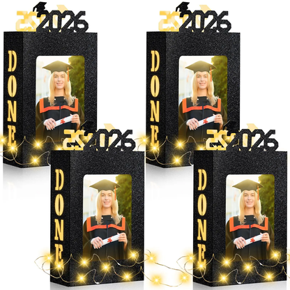 4/8Pcs Graduation Centerpieces for Class of 2026 Fit 4x6in Photo | Fillable Picture Box