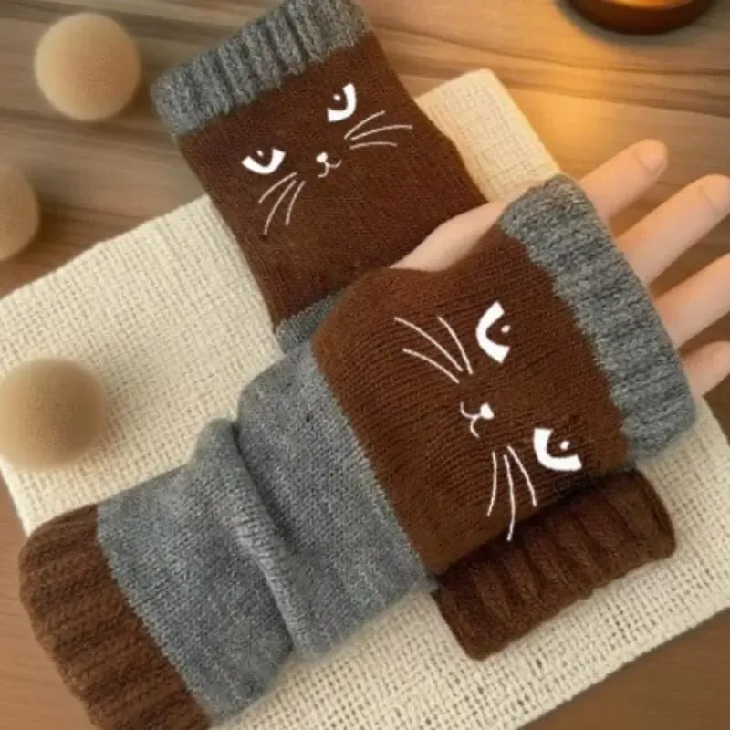 🔥Black Friday Sale Is On Fire!❄️Women’s Knitted Fingerless Gloves with Cute Cat – Cozy, Stylish & Practical Winter Hand Warmers 🐾