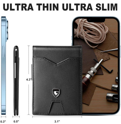 Men's Slim Blocking Wallet - Minimalist Carbon Fiber Bifold
