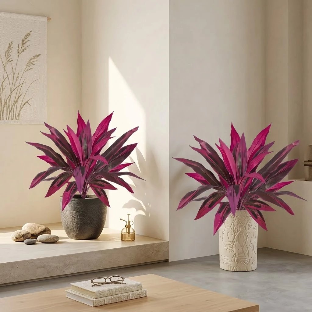 2-Pc UV-Resistant Vibrant Pink & Purple Artificial Ferns