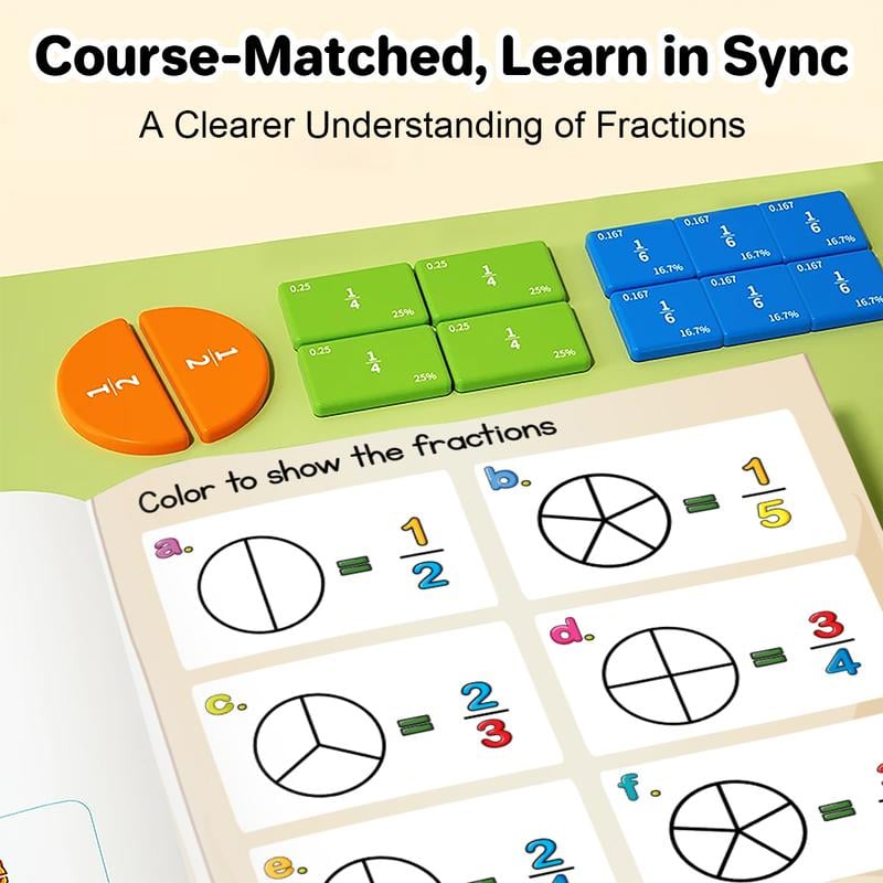 📚🧲Magnetic Fraction Demonstration Book - 🧮Turn Math Confusion Into Playful Learning- Magnetic Book Set📖