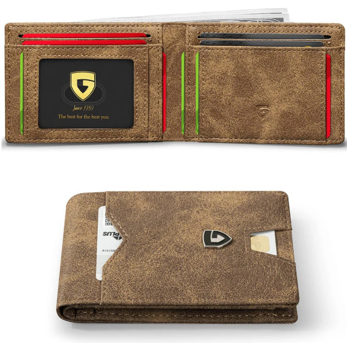 Men's Slim Blocking Wallet - Minimalist Carbon Fiber Bifold