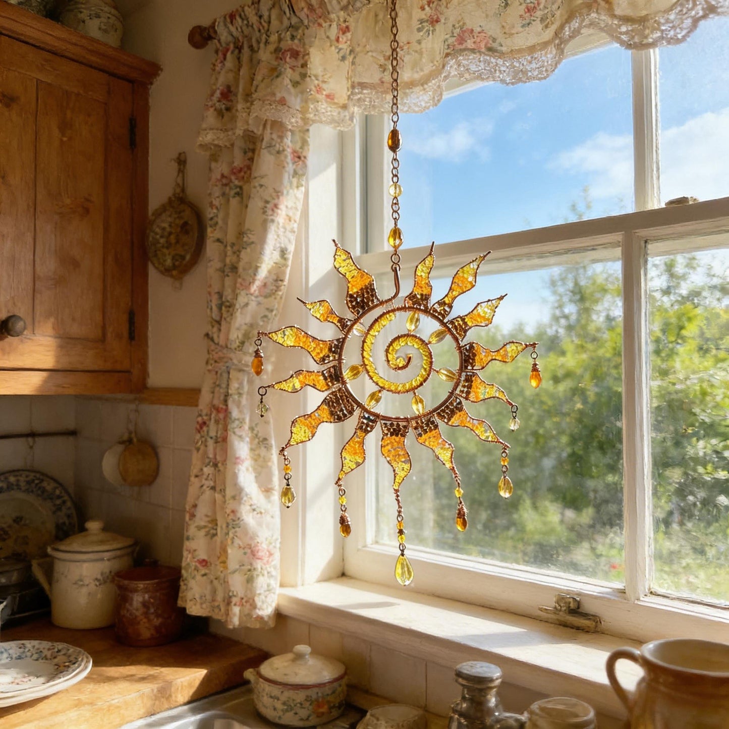 🌞Acchiappasole in cristallo a spirale - Acchiappasole bohémien fatto a mano