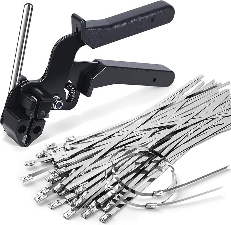 🔥Stainless Steel Cable Tie Gun with Metal Zip Ties