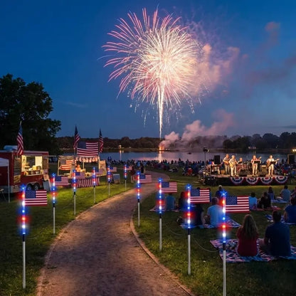 🌟🌟Last Day 49% OFF - 8 Solar American Flag Pathway Lights – Red, White & Blue Yard Glow for 250th Independence Celebration 🇺🇸✨