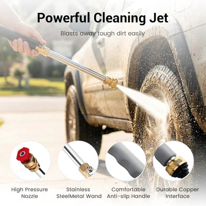 High-Pressure Water Gun -3 Nozzles,Rustproof Aluminium Alloy,Effortless Deep Cleaning