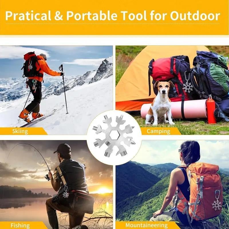 💥🔥Viral 18-in-1 Snowflake Multi-tool  Stainless Steel Portable Wrench | All-in-One Screwdriver & Bottle Opener | Must-Have Survival Gadget