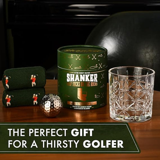 Golf Socks on The Rocks - Socks, Whiskey Glass & Golf Ball Ice Stone Set