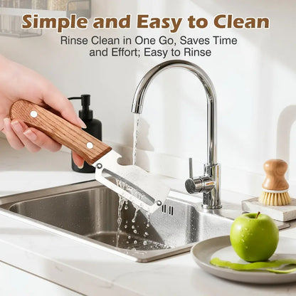 Wooden-Handled Stainless Steel Sharp Peeler with Built-In Bottle Opener for Fruits & Vegetables