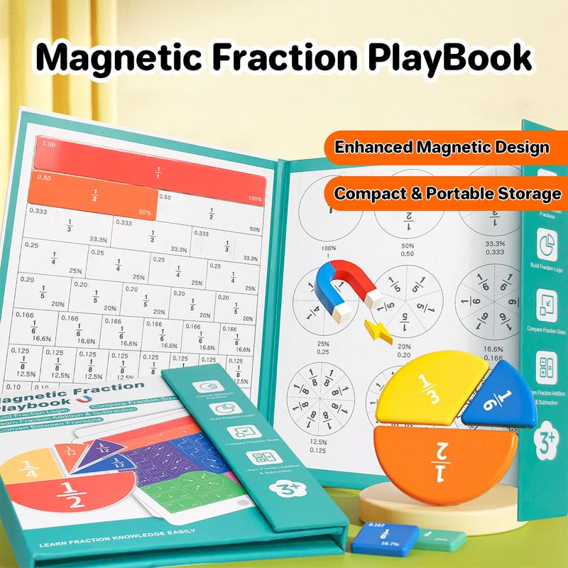 📚🧲Magnetic Fraction Demonstration Book - 🧮Turn Math Confusion Into Playful Learning- Magnetic Book Set📖