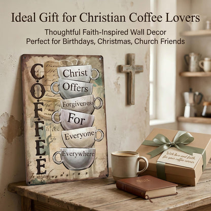 Christ Offers Forgiveness for Everyone 12x8 Metal Sign