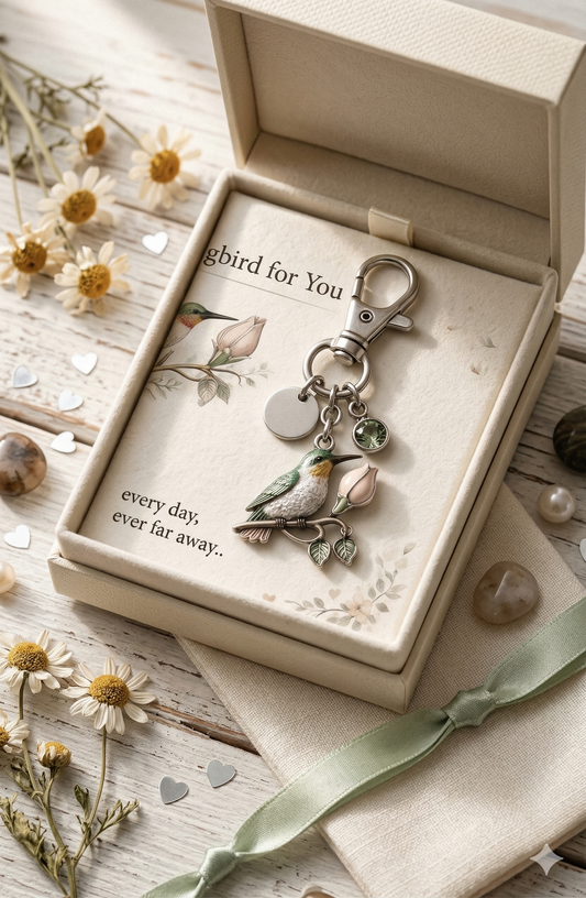 A Little Hummingbird for You keychain-Month Gift Filled with Love, Comfort & Protection.