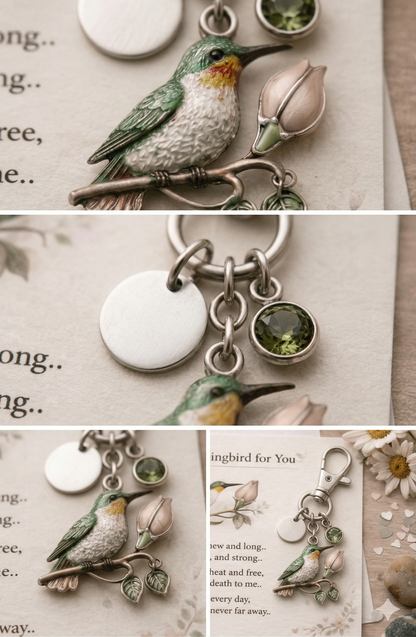 A Little Hummingbird for You keychain-Month Gift Filled with Love, Comfort & Protection.