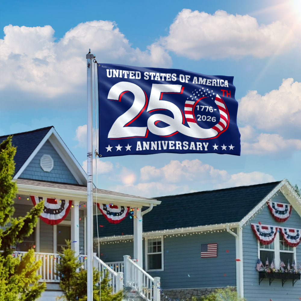 Patriotic 250th Anniversary 1776 2026 United States of America Semiquincentennial Grommet Flag 3-Day Shipping