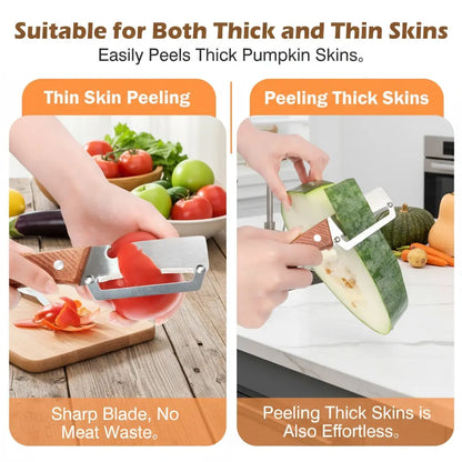 Wooden-Handled Stainless Steel Sharp Peeler with Built-In Bottle Opener for Fruits & Vegetables