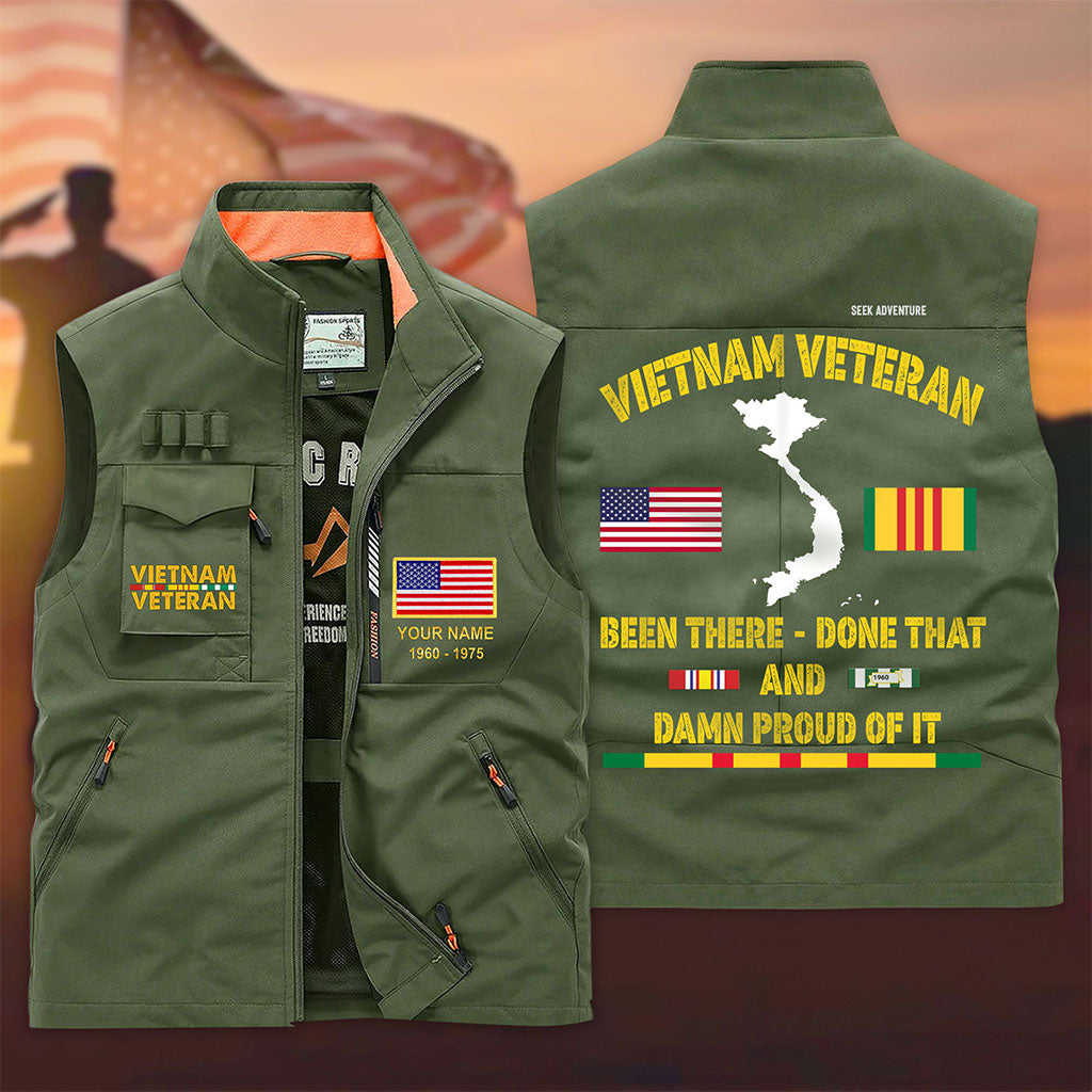 Personalized Vietnam Veterans Multi-Pocket Vest, Gifts For Vietnam Veterans UKNT6210101