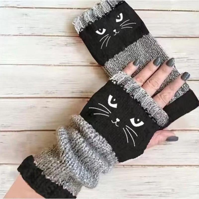 🔥Black Friday Sale Is On Fire!❄️Women’s Knitted Fingerless Gloves with Cute Cat – Cozy, Stylish & Practical Winter Hand Warmers 🐾