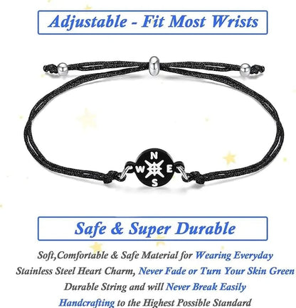 Graduation Compass Bracelet for Class of 2026 – Inspirational Gift for Her Him, High School College 8th Grade Graduate, Stainless Steel with Heartfelt Card & Graduation Cap Box