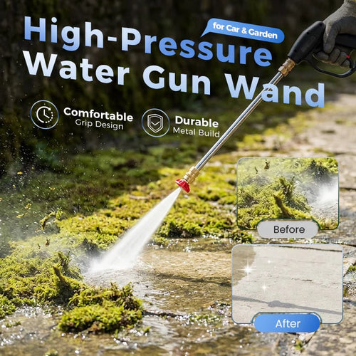 High-Pressure Water Gun -3 Nozzles,Rustproof Aluminium Alloy,Effortless Deep Cleaning