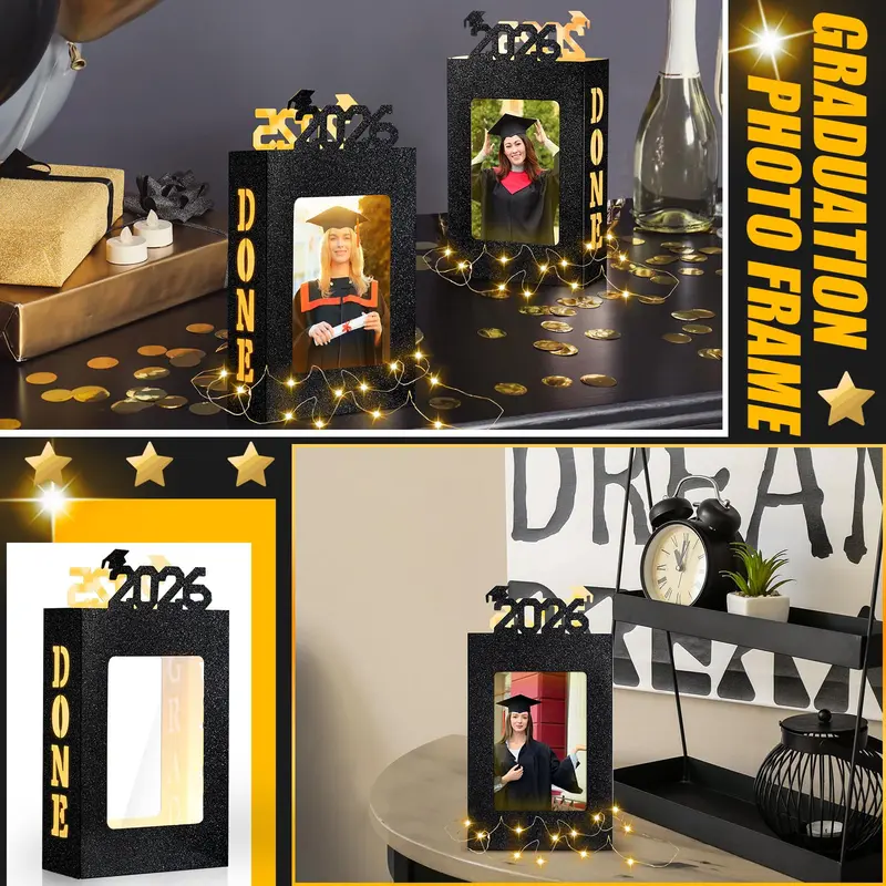 4/8Pcs Graduation Centerpieces for Class of 2026 Fit 4x6in Photo | Fillable Picture Box