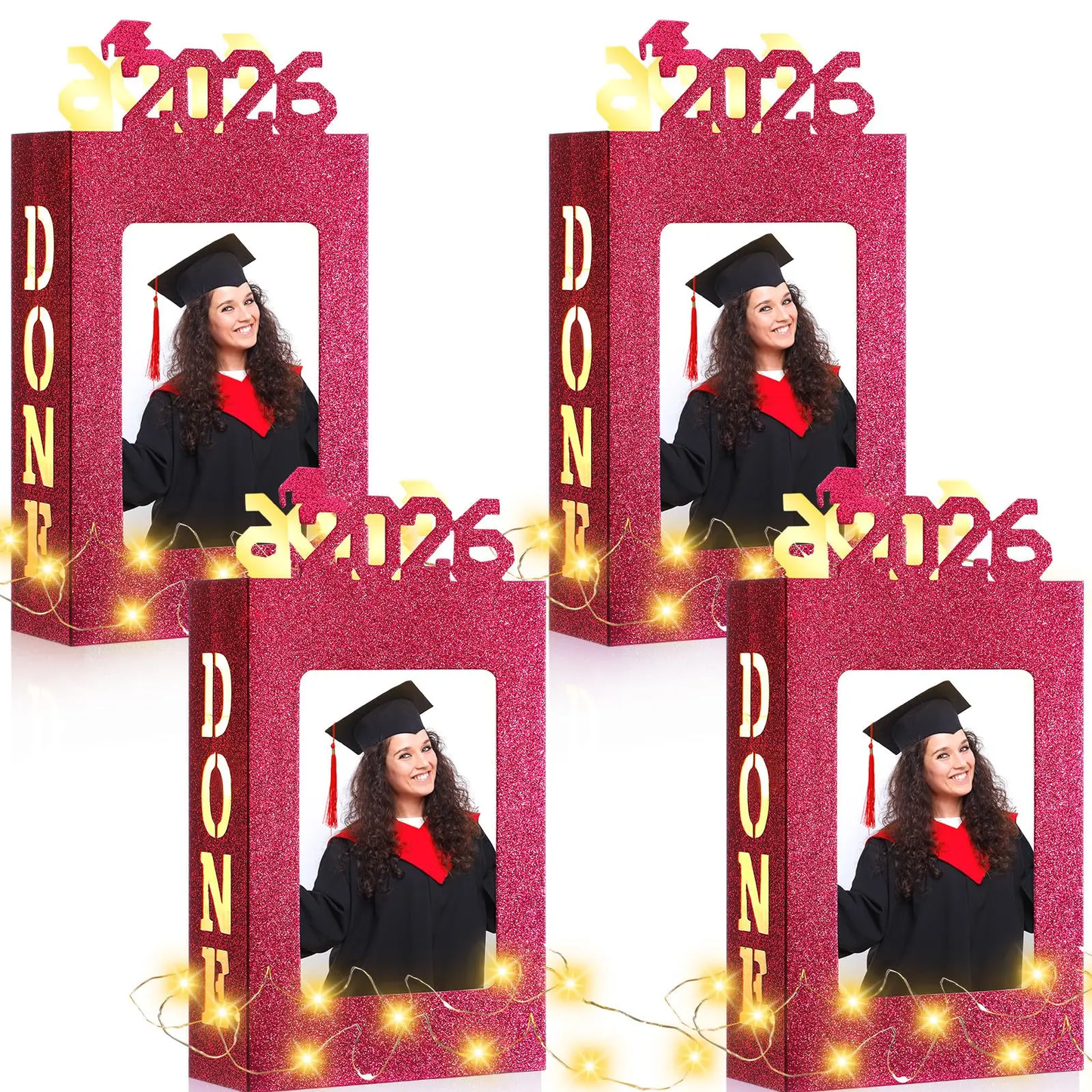 4/8Pcs Graduation Centerpieces for Class of 2026 Fit 4x6in Photo | Fillable Picture Box