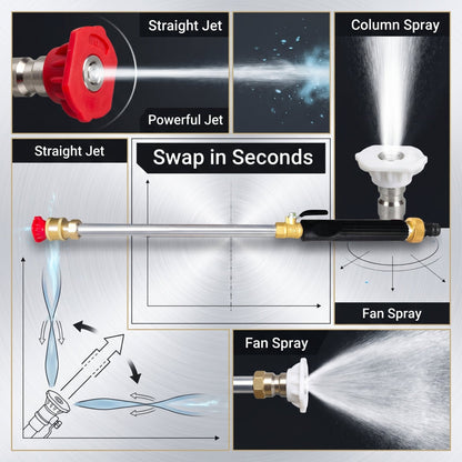 High-Pressure Water Gun -3 Nozzles,Rustproof Aluminium Alloy,Effortless Deep Cleaning