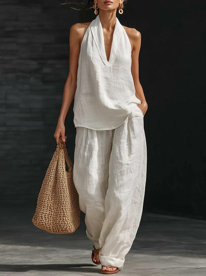 Boho Linen Two Piece Set - Perfect for Beach