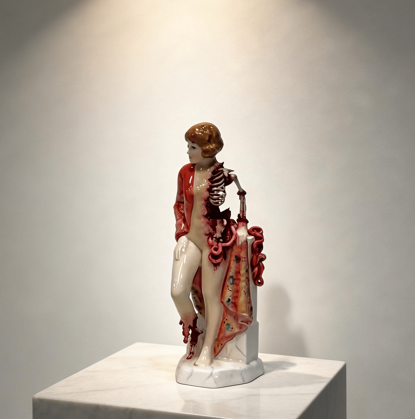 Broken Ladies Ceramic Art Figure – Handcrafted Mixed Media Sculpture