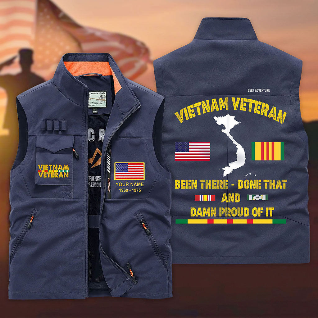 Personalized Vietnam Veterans Multi-Pocket Vest, Gifts For Vietnam Veterans UKNT6210101