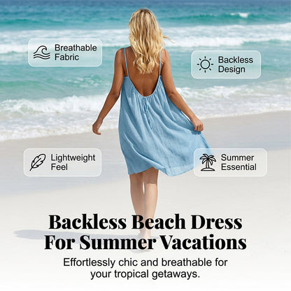 👗Only £10.99 Last Day Promotion!🔥Sexy Backless Cami Dress with Adjustable Drawstring