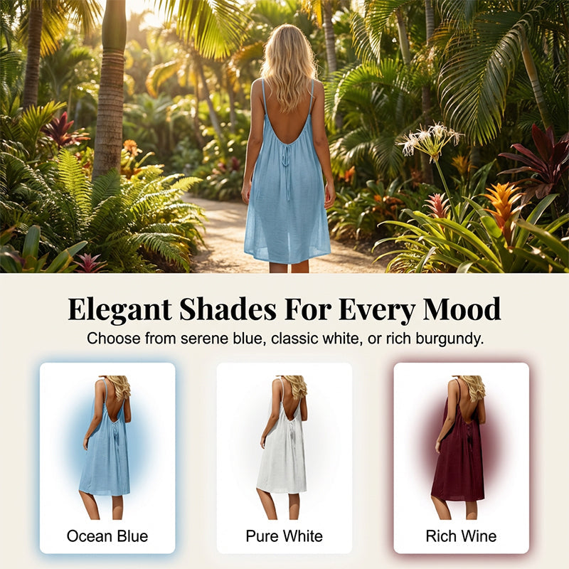 👗Only £10.99 Last Day Promotion!🔥Sexy Backless Cami Dress with Adjustable Drawstring