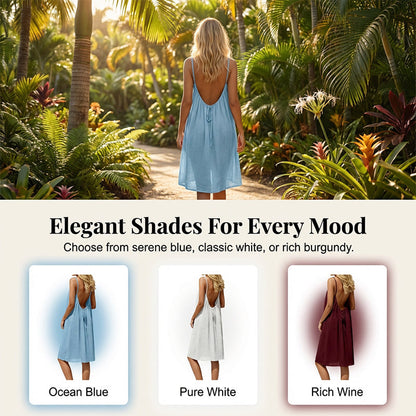 👗Only £10.99 Last Day Promotion!🔥Sexy Backless Cami Dress with Adjustable Drawstring